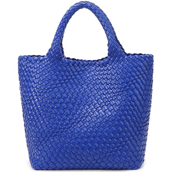 Woven Bag, Vegan Leather Tote Bag Large Summer Beach Travel Handbag :< - Picture 1 of 6